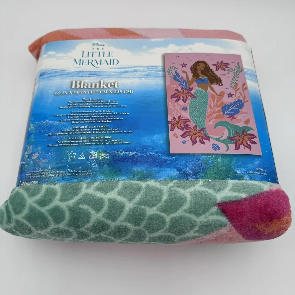Disney The Little Mermaid Live Action‎ Movie Plush Throw Blanket 62in x 90in T/F